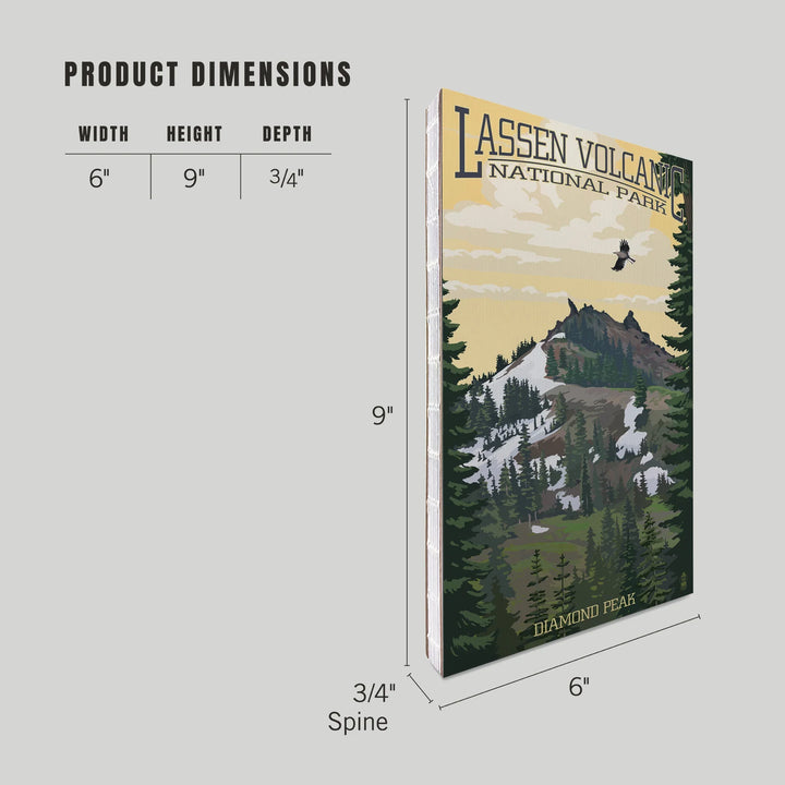Lined 6x9 Journal, Lassen Volcanic National Park, California, Diamond Peak, Lay Flat, 193 Pages, FSC paper