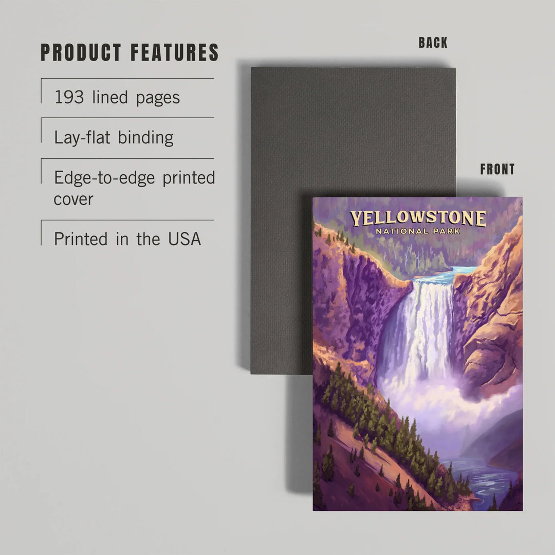 Lined 6x9 Journal, Yellowstone National Park, Wyoming, Oil Painting, Yellowstone Falls, Lay Flat, 193 Pages, FSC paper