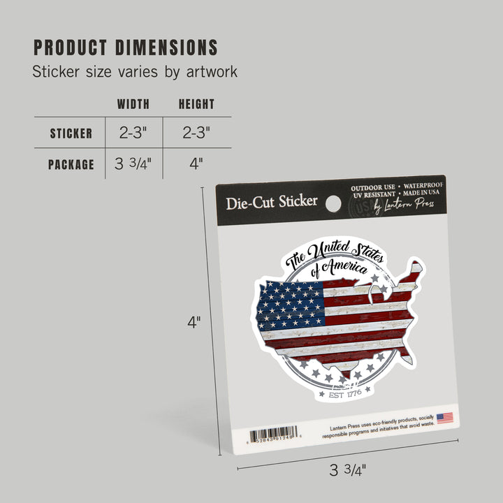 USA, Rustic Flag, Continental US, Contour, Vinyl Sticker