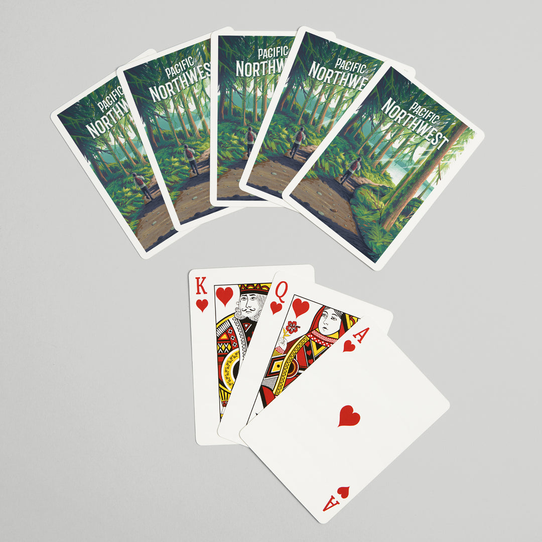 Playing Cards, Pacific Northwest, Walk In The Woods, Day Hike, 52 Card Deck with Jokers in Box, Unique Art