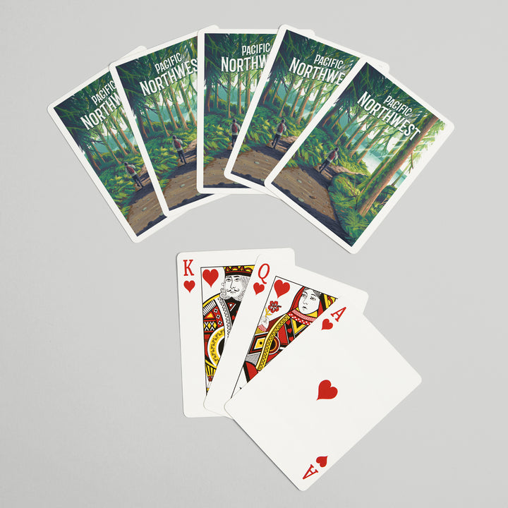 Playing Cards, Pacific Northwest, Walk In The Woods, Day Hike, 52 Card Deck with Jokers in Box, Unique Art