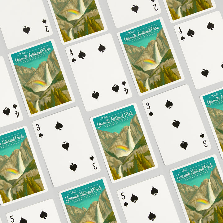 Playing Cards, Yosemite National Park, California, Visit Yosemite Falls, Oil Painting, 52 Card Deck with Jokers in Box, Unique Art