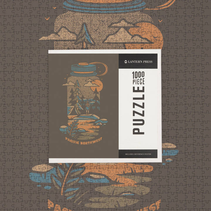 Pacific Northwest, Water Bottle, Distressed, Jigsaw Puzzle