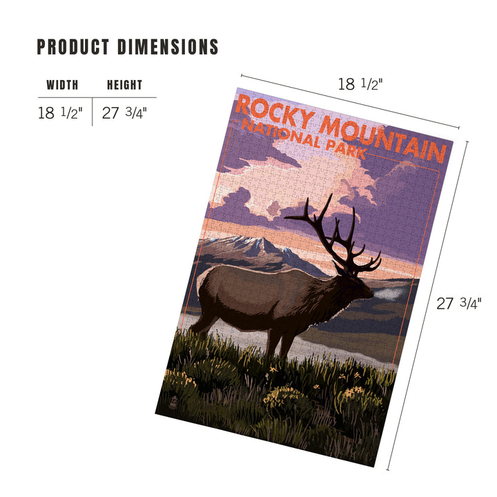 Rocky Mountain National Park, Colorado, Elk and Sunset, Jigsaw Puzzle
