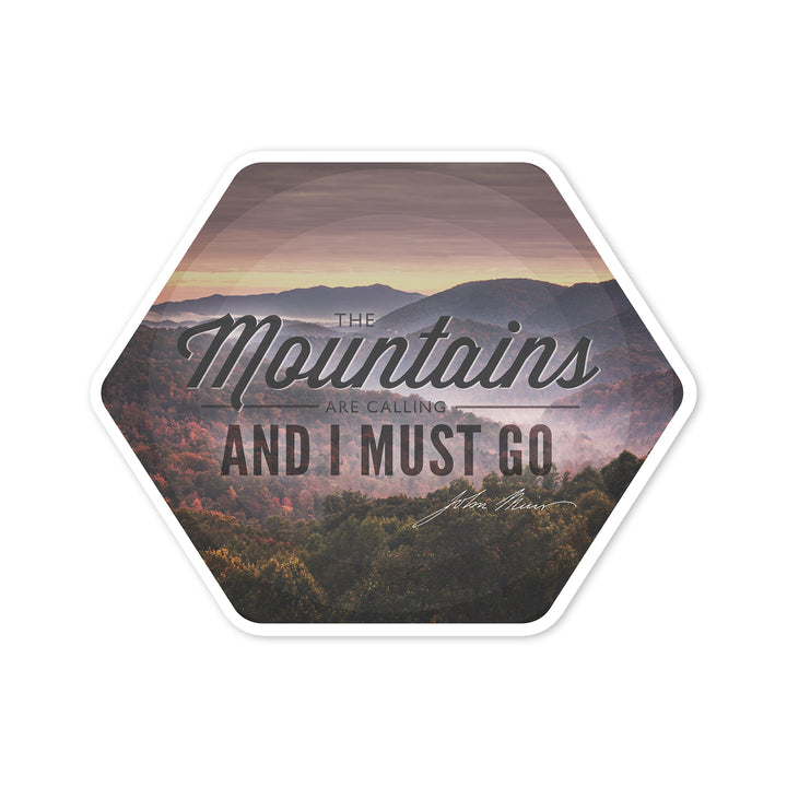 John Muir Quote, The Mountains Are Calling, Contour, Vinyl Sticker