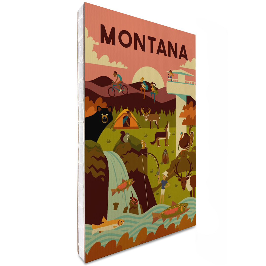 Lined 6x9 Journal, Montana, Geometric National Park Series, Lay Flat, 193 Pages, FSC paper