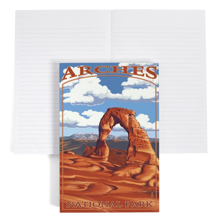 Lined 6x9 Journal, Arches National Park, Utah, Delicate Arch, Day Scene, Lay Flat, 193 Pages, FSC paper