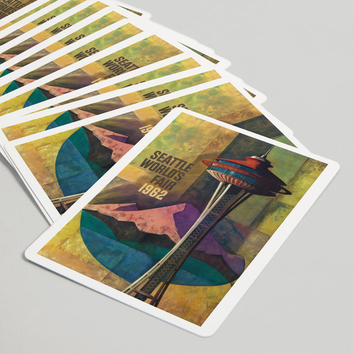 Playing Cards, Seattle, Washington, Space Needle World's Fair, Vintage Travel Poster, 52 Card Deck with Jokers in Box, Unique Art