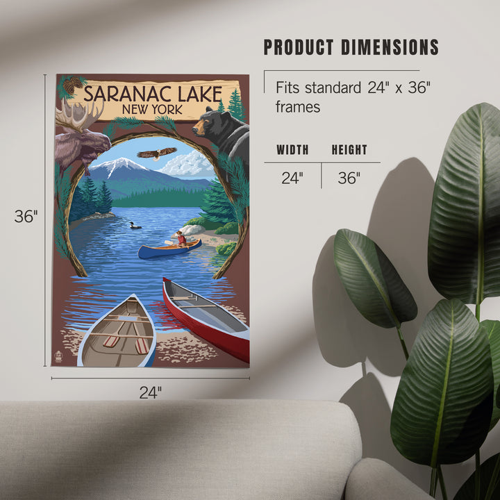 Saranac Lake, New York, Adirondacks Canoe Scene, Art & Giclee Prints