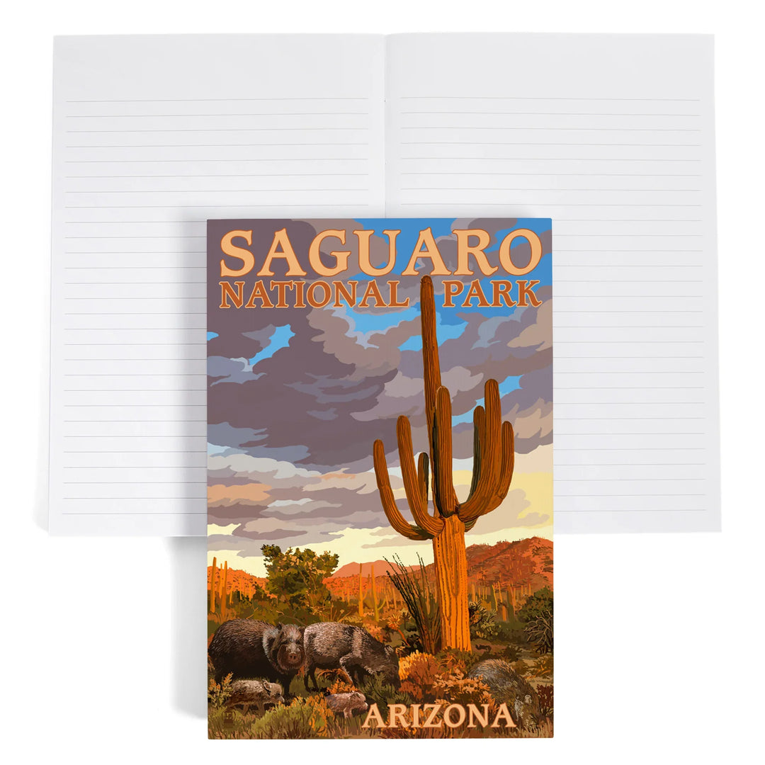 Lined 6x9 Journal, Saguaro National Park, Javelina, Lay Flat, 193 Pages, FSC paper
