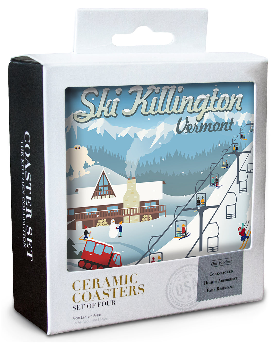 Killington, Vermont, Retro Ski Resort, Coaster Set