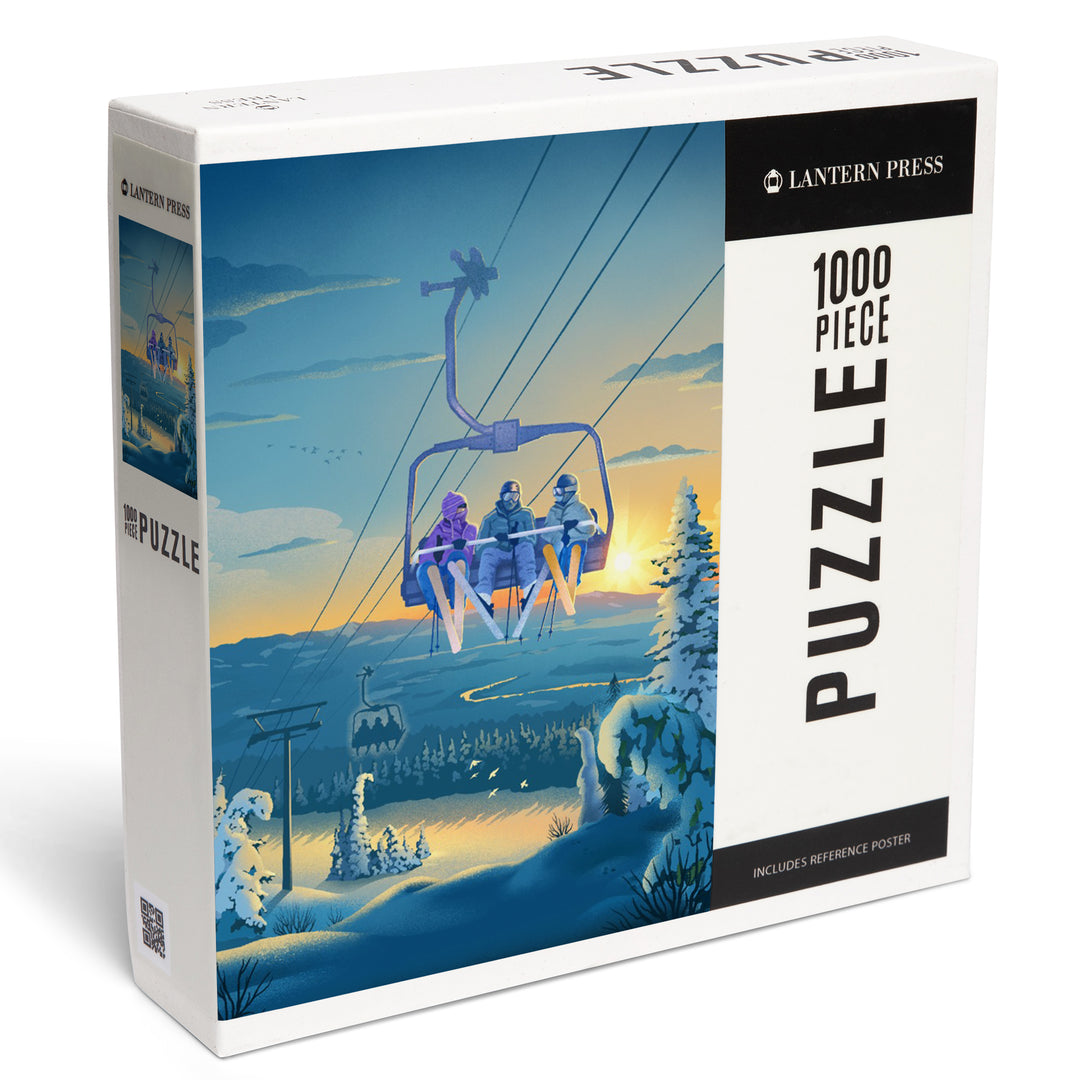 Lithograph, Chairlift, 1000 Piece Jigsaw Puzzle