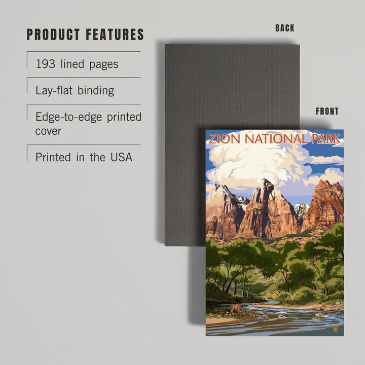 Lined 6x9 Journal, Zion National Park, Utah, Virgin River and Peaks, Lay Flat, 193 Pages, FSC paper