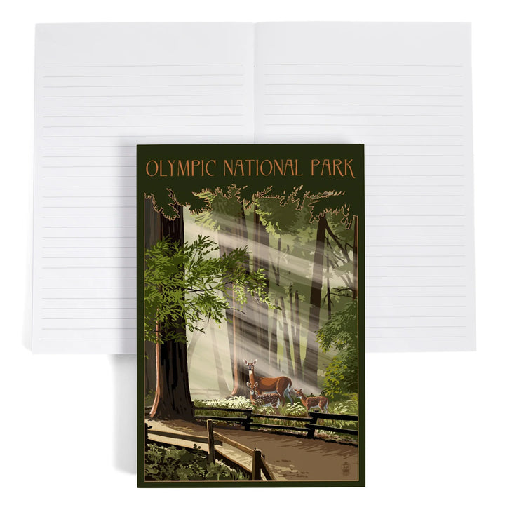 Lined 6x9 Journal, Olympic National Park, Washington, Deer and Fawns, Lay Flat, 193 Pages, FSC paper