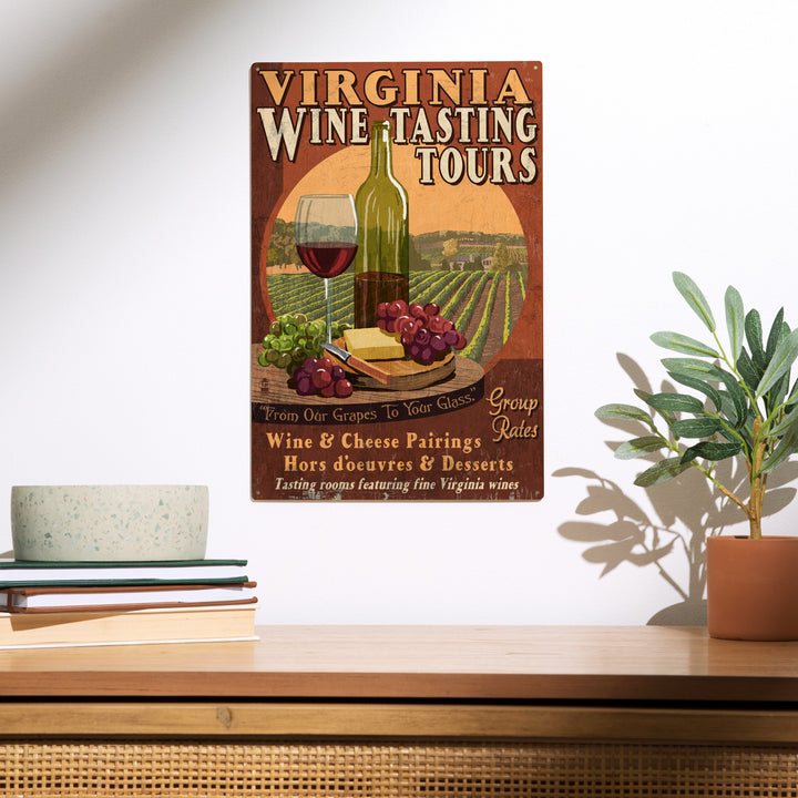 Virginia, Wine Vintage Sign, Wood Sign and Postcards