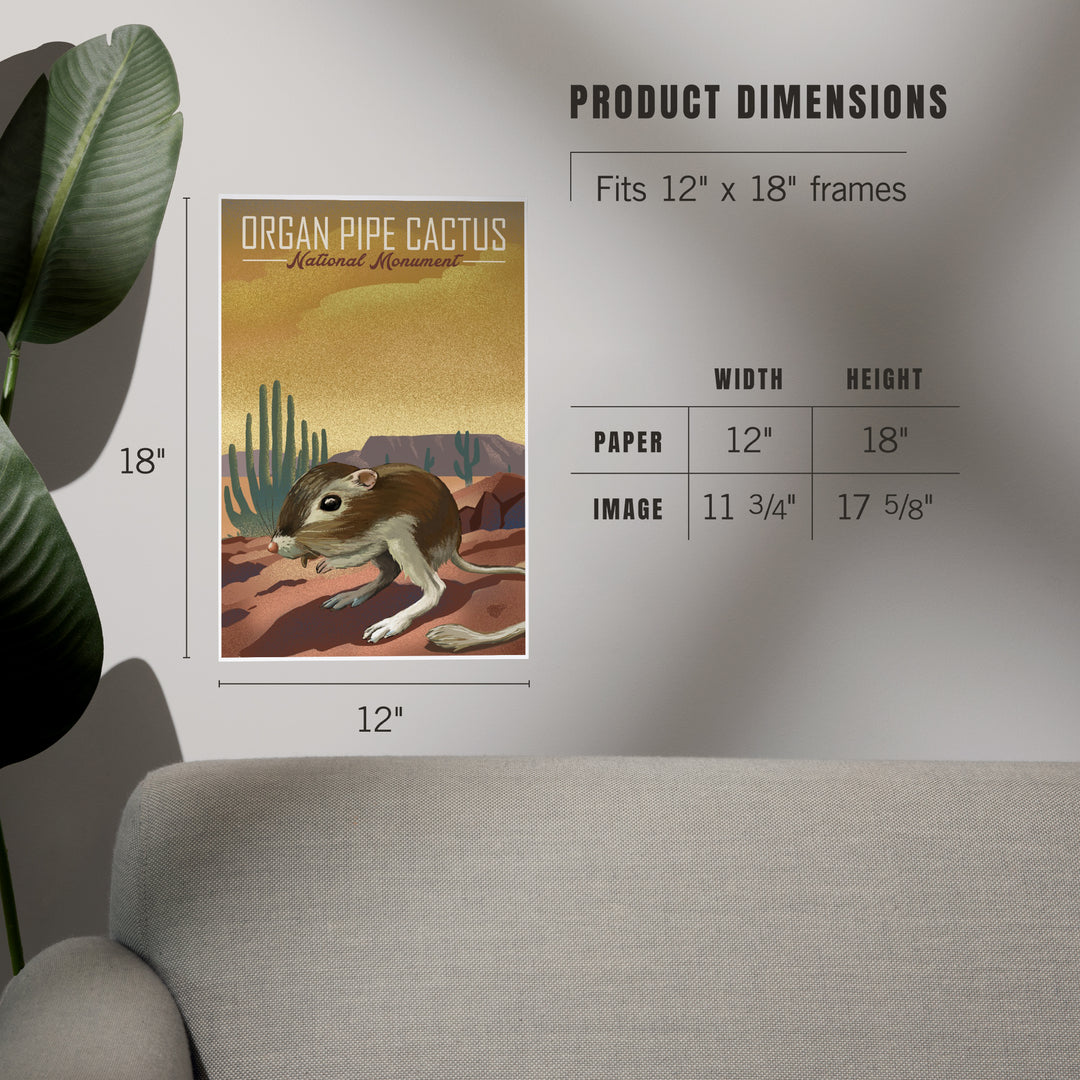 Organ Pipe Cactus National Monument, Arizona, Kangaroo Rat, Lithograph, Art & Giclee Prints