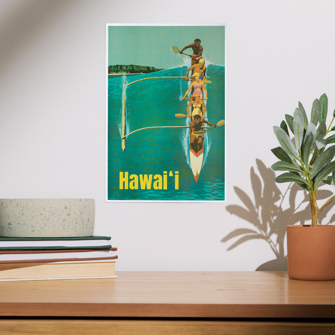 Hawaii, Outrigger Wave, Art & Giclee Prints
