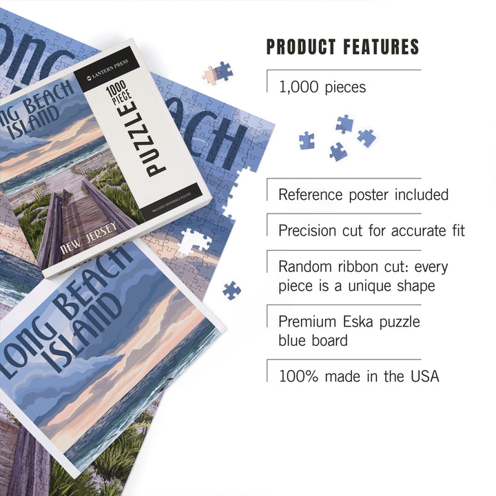 Long Beach Island, New Jersey, Beach Boardwalk Scene, 1000 Piece Jigsaw Puzzle