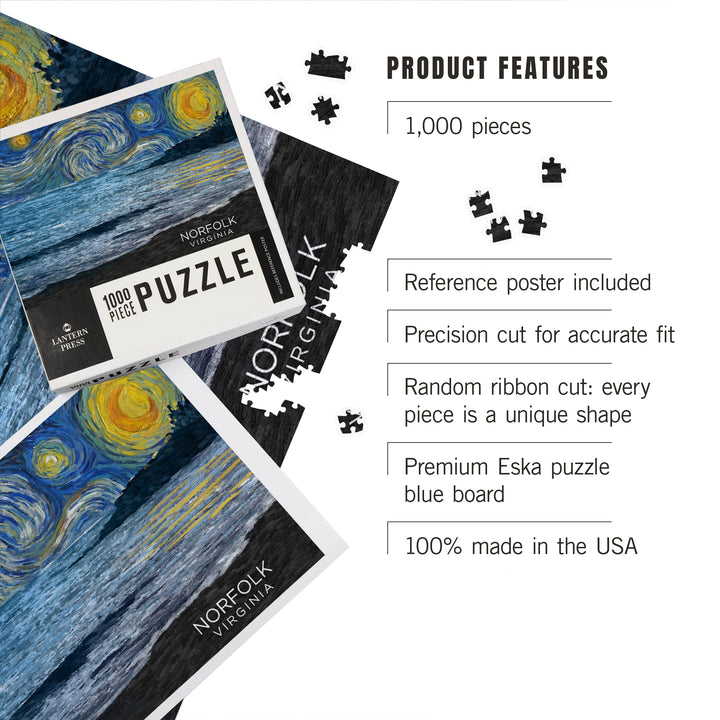 Norfolk, Virginia, Starry Night, 1000 Piece Jigsaw Puzzle
