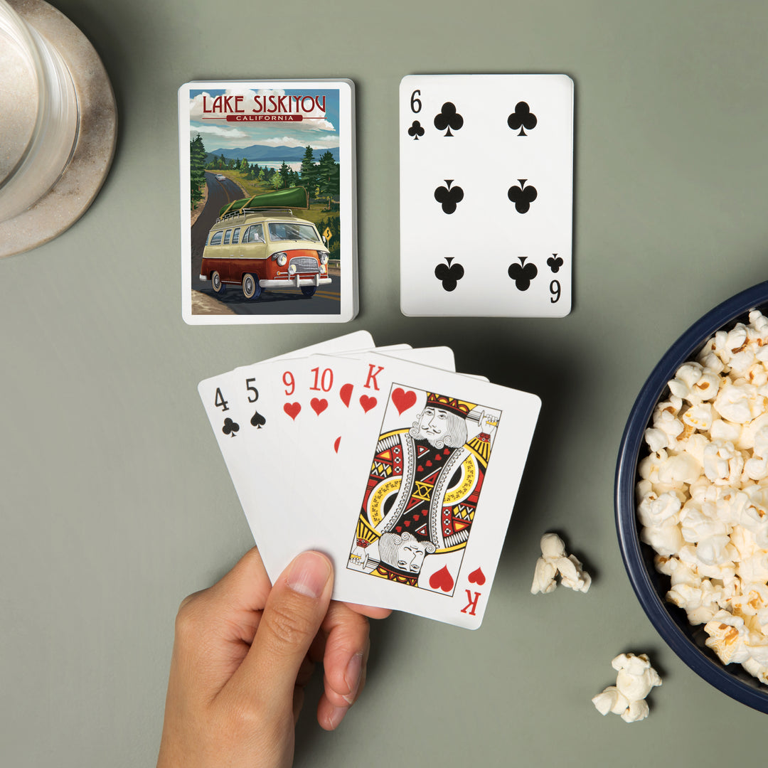 Playing Cards, Lake Siskiyou, California, Camper Van, 52 Card Deck with Jokers in Box, Unique Art