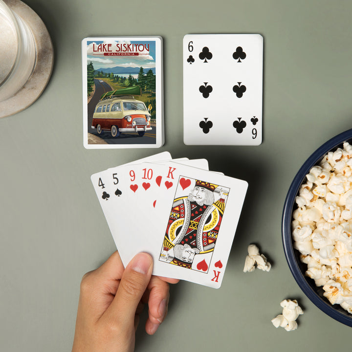 Playing Cards, Lake Siskiyou, California, Camper Van, 52 Card Deck with Jokers in Box, Unique Art