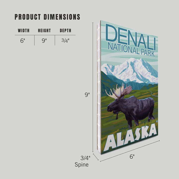 Lined 6x9 Journal, Denali National Park, Alaska, Moose Scene, Lay Flat, 193 Pages, FSC paper
