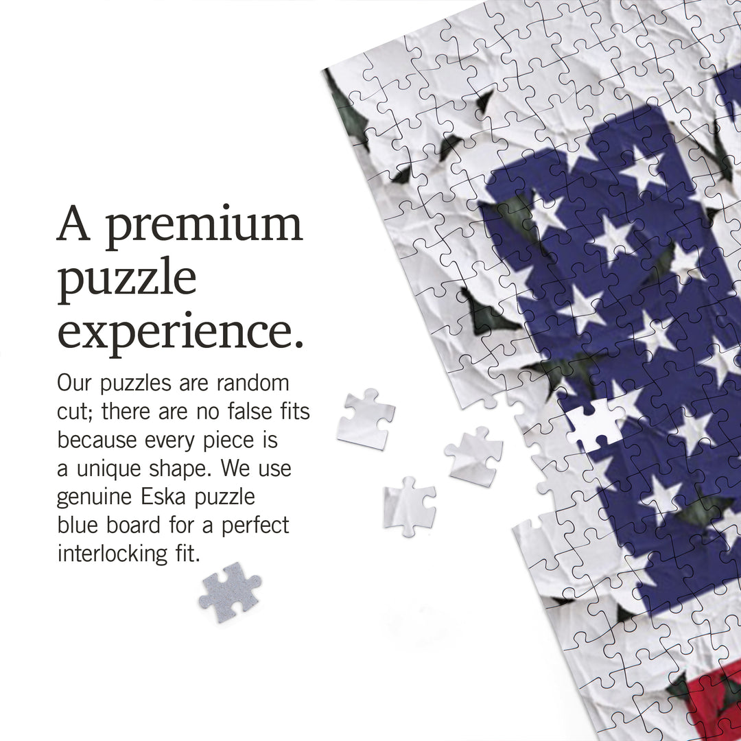 American Flag, USA, Typography, Jigsaw Puzzle