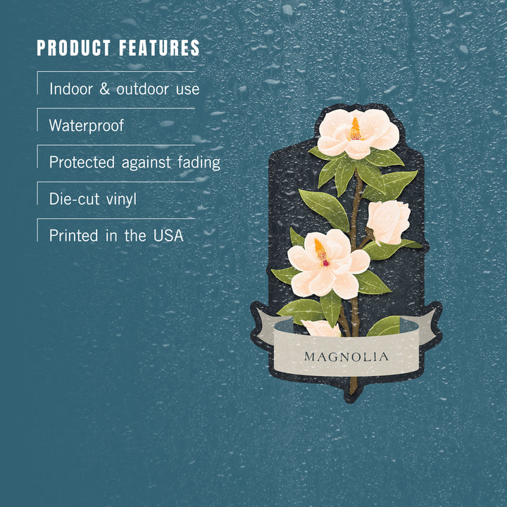 Vintage Flora Noir, Magnolia, Vinyl Sticker
