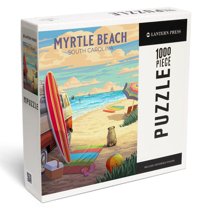 Myrtle Beach, South Carolina, Painterly, Beach Activities, 1000 Piece Jigsaw Puzzle
