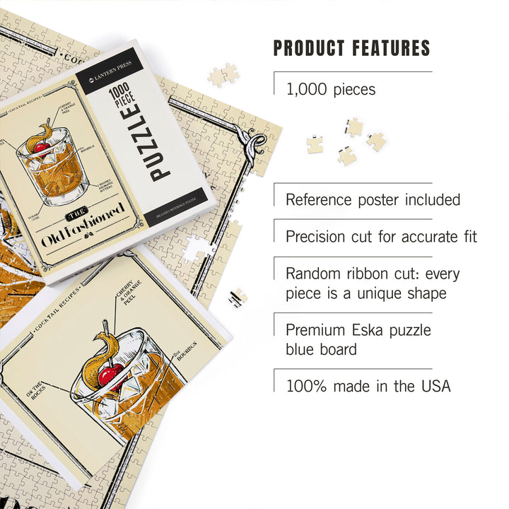 Prohibition, Cocktail Recipe, Old Fashioned, 1000 Piece Jigsaw Puzzle
