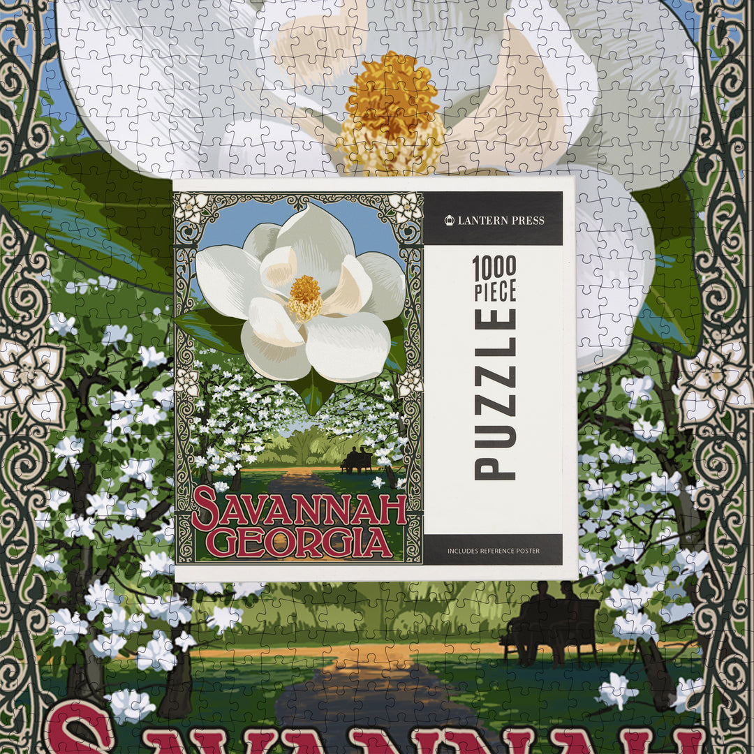 Savannah, Georgia, Single White Magnolia, Jigsaw Puzzle