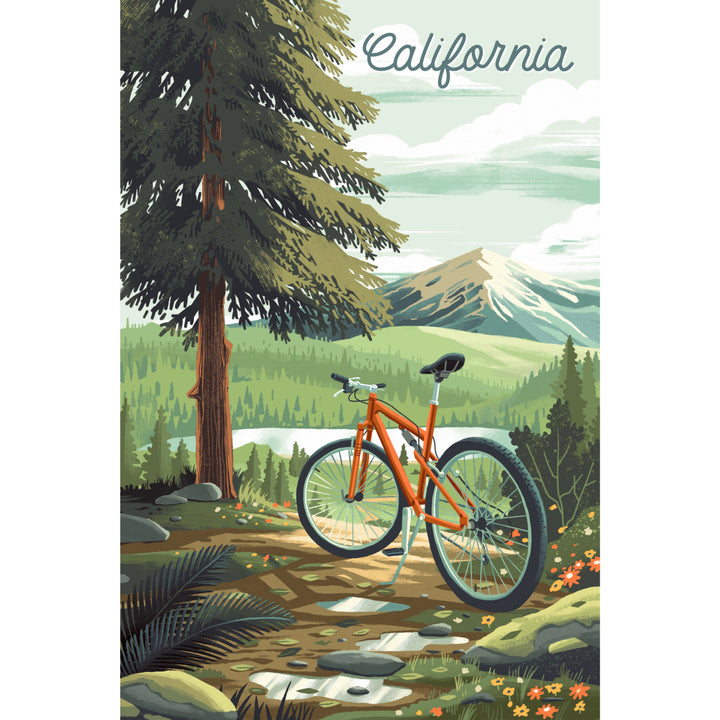 California, Off To Wonder, Cycling with Mountains, Stretched Canvas