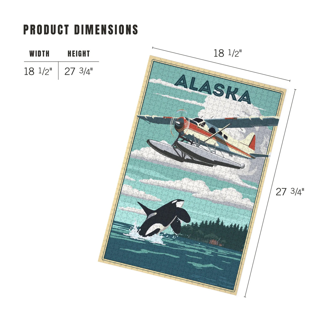 Alaska, Painterly, Float Plane and Orca, 1000 Piece Jigsaw Puzzle