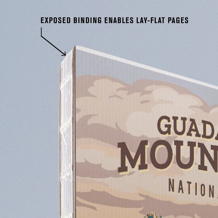 Lined 6x9 Journal, Guadalupe Mountains National Park, Texas, Painterly National Park Series, Lay Flat, 193 Pages, FSC paper