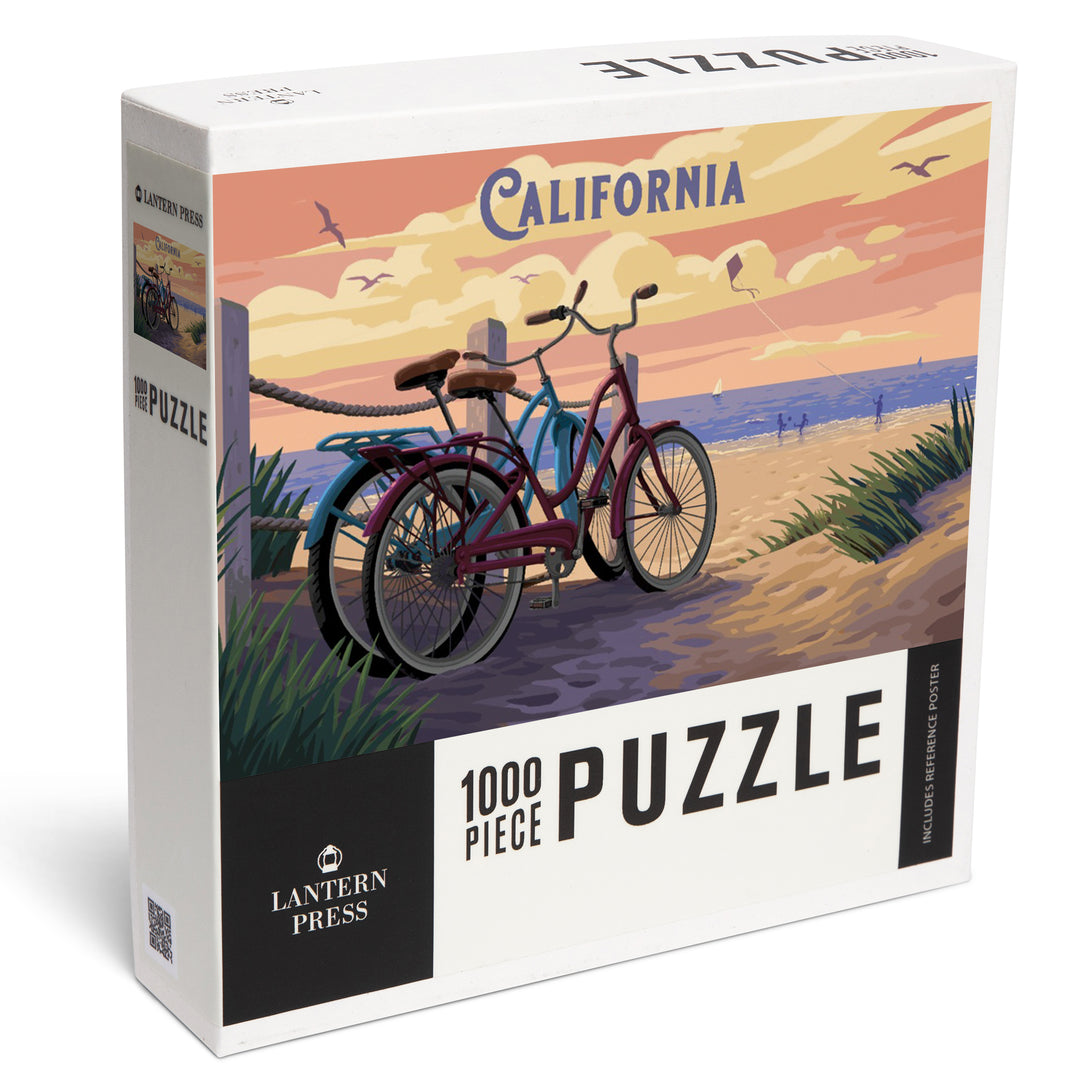 California, Painterly, The Beach Is Calling, Beach Bikes, Jigsaw Puzzle