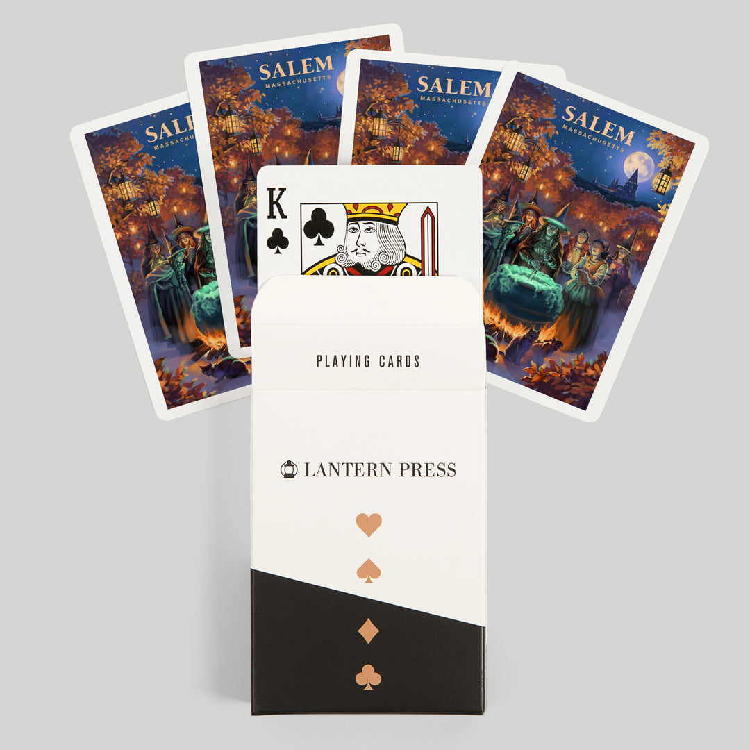 Playing Cards, Salem, Massachusetts, Oil Painting, Witch's, 52 Card Deck with Jokers in Box, Unique Art