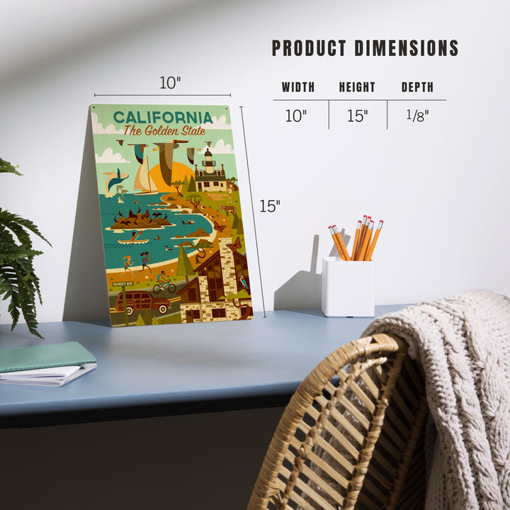 California, The Golden State, Geometric, Blue Sky, Wood Signs and Postcards