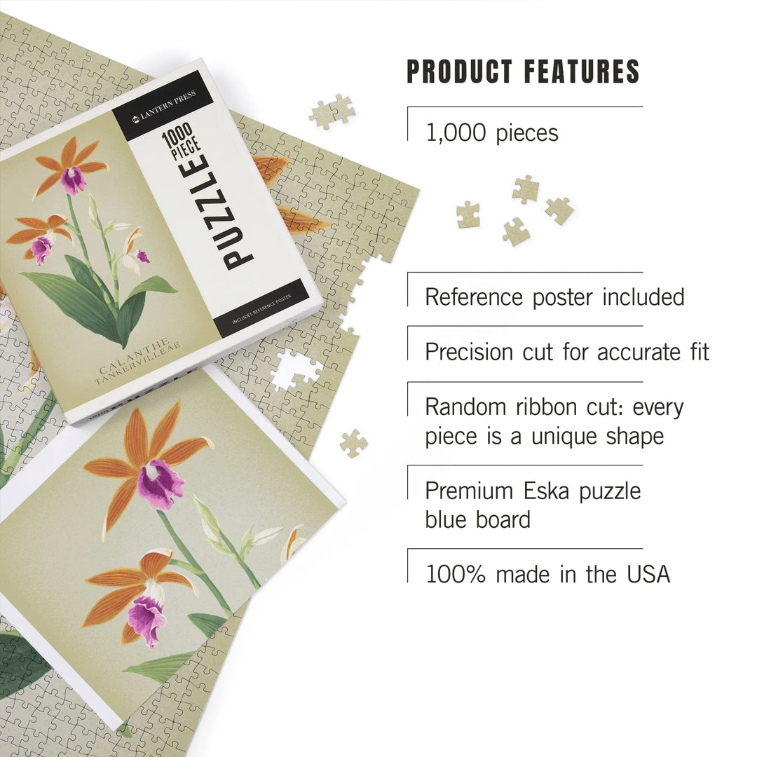 Phaius, Orchid, Vintage Flora, 1000 Piece Jigsaw Puzzle