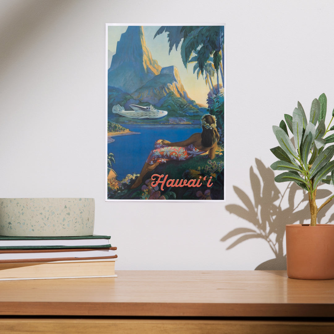 Hawaii, Vintage Tropical Airplane, Art & Giclee Prints
