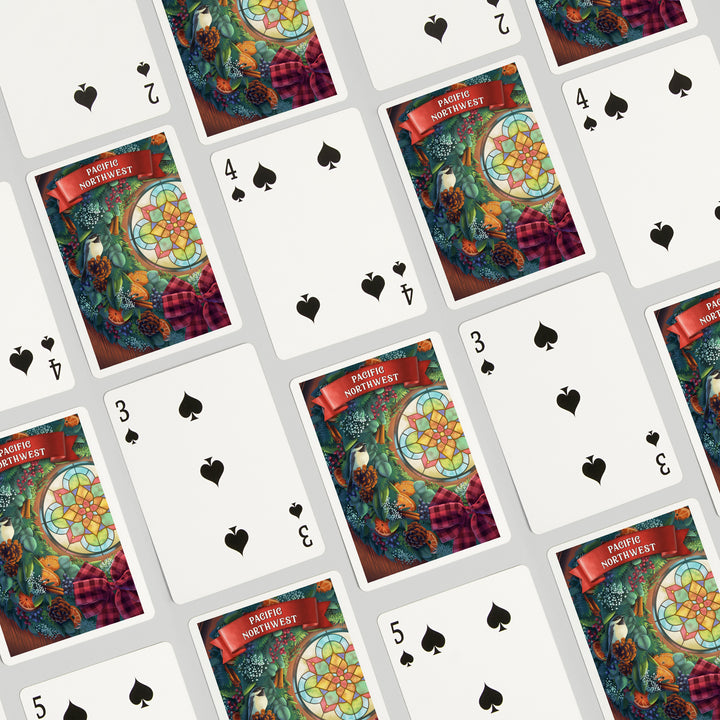 Playing Cards, Pacific Northwest, Front Door with Wreath, 52 Card Deck with Jokers in Box, Unique Art