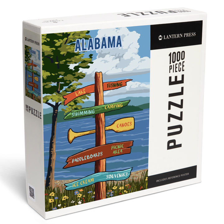 Alabama, Signpost, Lake and Flowers, Jigsaw Puzzle