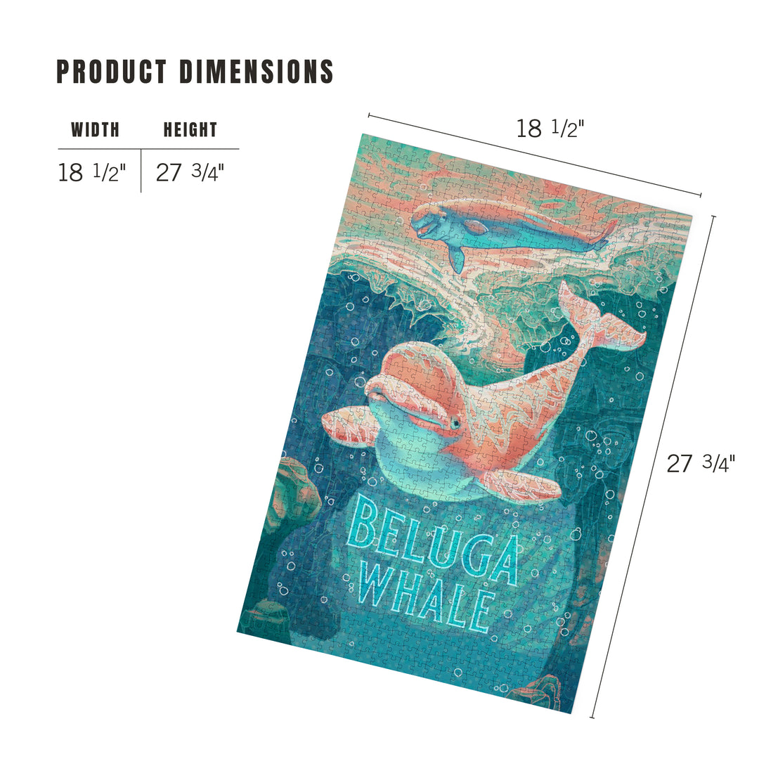 Fluid Linework, Beluga Whale, 1000 Piece Jigsaw Puzzle