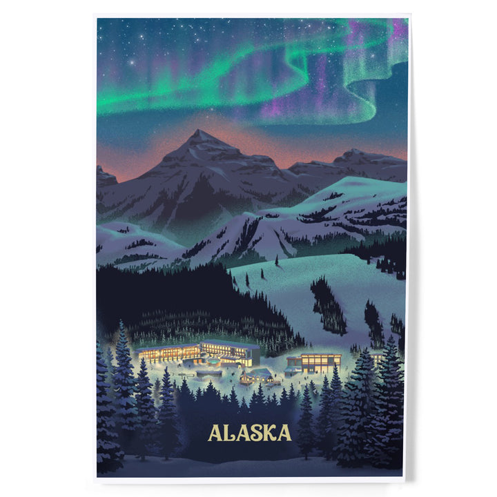 Alaska, Village under Northern Lights, Art & Giclee Prints