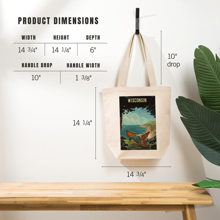 Wisconsin, Today's Office, Coastal Series, Hammock on Beach, Tote Bag