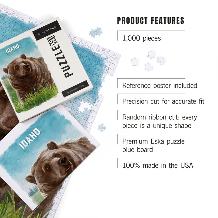 Idaho, Watercolor Study, Grizzly Bear, 1000 Piece Jigsaw Puzzle