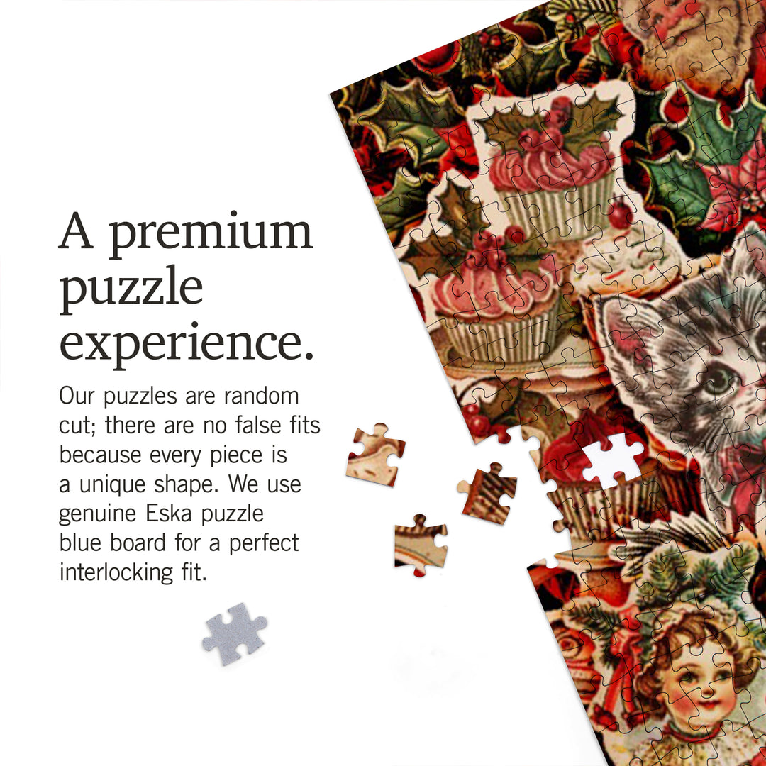 Vintage Christmas and Snowman Collage, 1000 Piece Jigsaw Puzzle