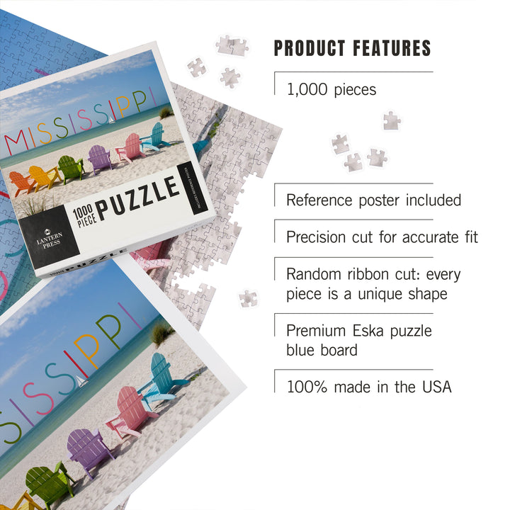 Mississippi, Colorful Beach Chairs, 1000 Piece Jigsaw Puzzle