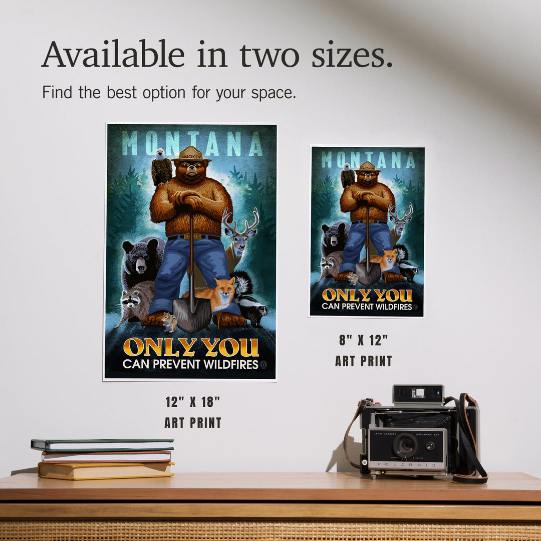 Montana, Smokey Bear and Friends, Only You Can Prevent Wildfires, Art & Giclee Prints