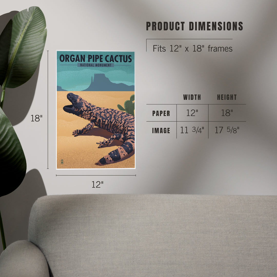 Organ Pipe Cactus National Monument, Arizona, Gila Monster, Lithograph, Art & Giclee Prints