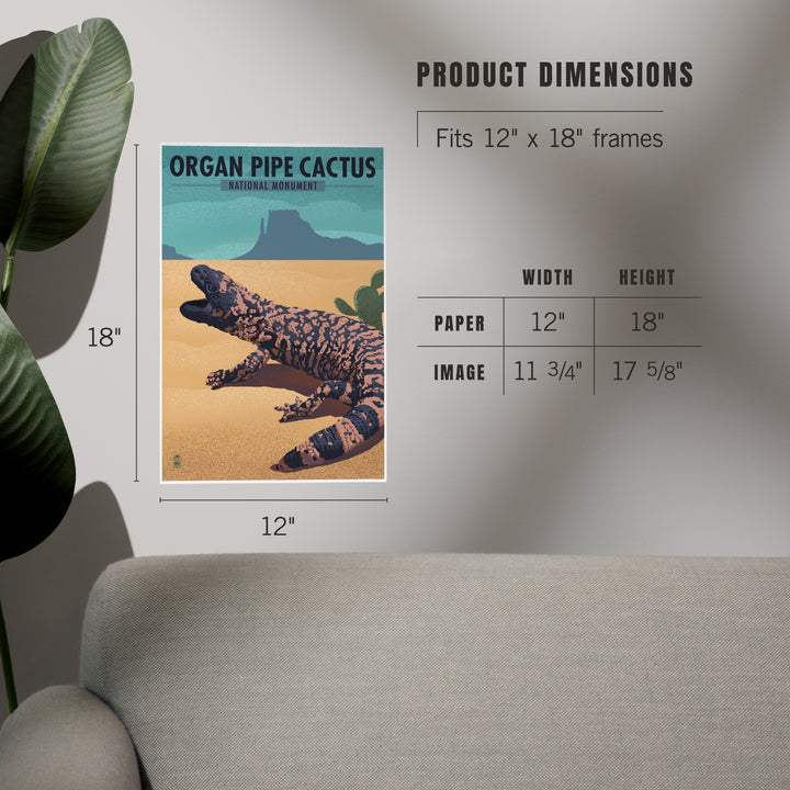 Organ Pipe Cactus National Monument, Arizona, Gila Monster, Lithograph, Art & Giclee Prints